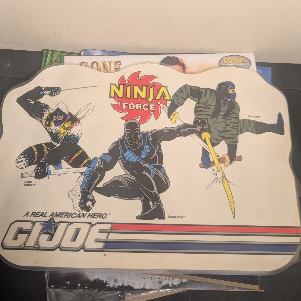 Vintage Rare G.I. Joe Ninja Force Plastic Laminated Kids Place Mat 1993 Retro